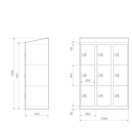 Gebrauchter Schließfachschrank mit 9 Fächern / bunt